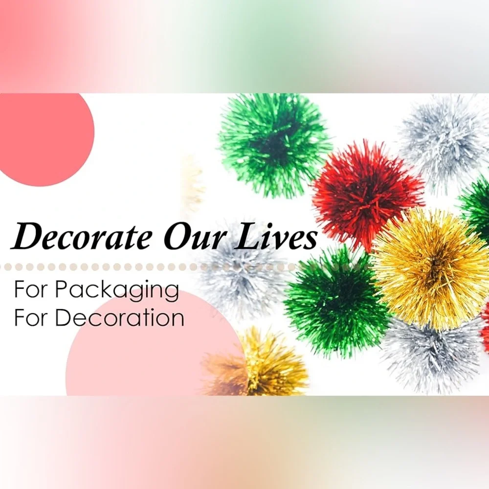 4 Red Metallic Pom Pom Bows for Party Gift Wrap